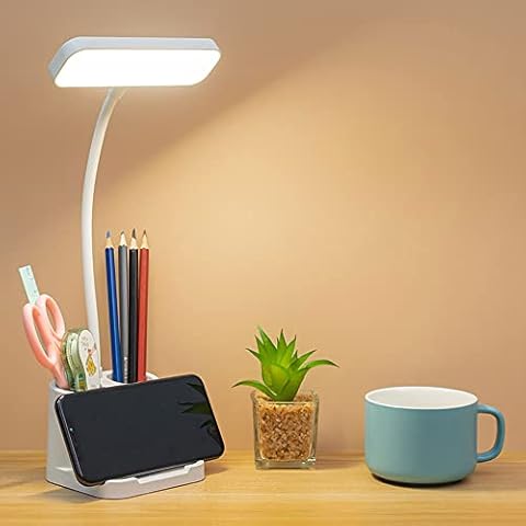 Bovmics Adjustable Gooseneck Reading Lamp with Pen Holder/Phone Holder，Home Office Desk Lamp with Touch Control， 3 Color Modes,Stepless Dimming, Rechargeable Battery Operated Home Office Desk Lamp Cover