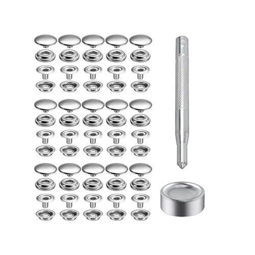 Boutons en acier inoxydable 15mm mercerie fermeture vêtement sac avec outil
