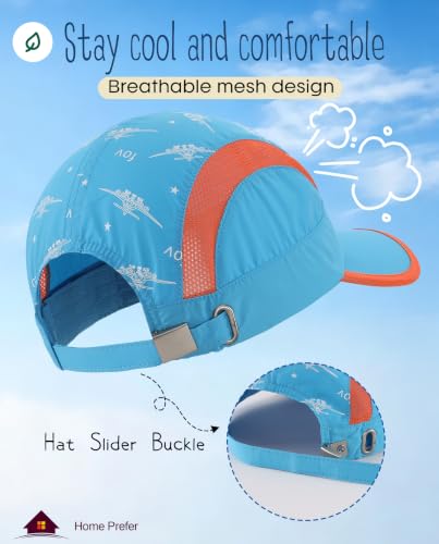 Image of Home Prefer Kids Lightweight Quick Drying Sun Hat Airy Mesh UV Protection Caps Boys Girls UPF50 Baseball Caps Run Beach Water
