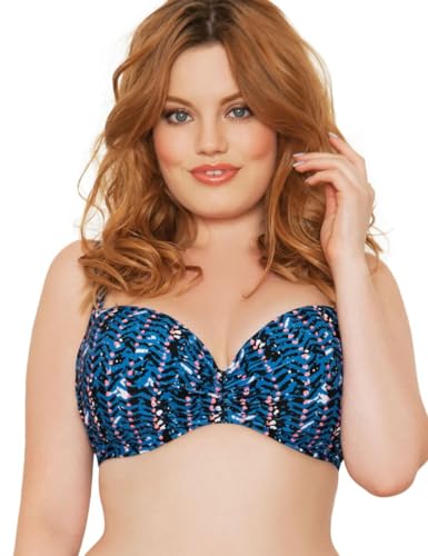 Image of Curvy Kate Women's Instinct Padded Balcony Bikini Top, Deep Sea, 36FF