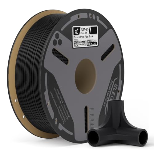 ELEGOO Carbon Fiber ASA Filament 1.75mm Black 1KG, Low Warp for Outdoor Parts ASA CF Reinforced 3D Printer Filament, UV & Weather Resistant, High Rigidity, 1kg(2.2lbs) Spool Fits for Most FDM Printers