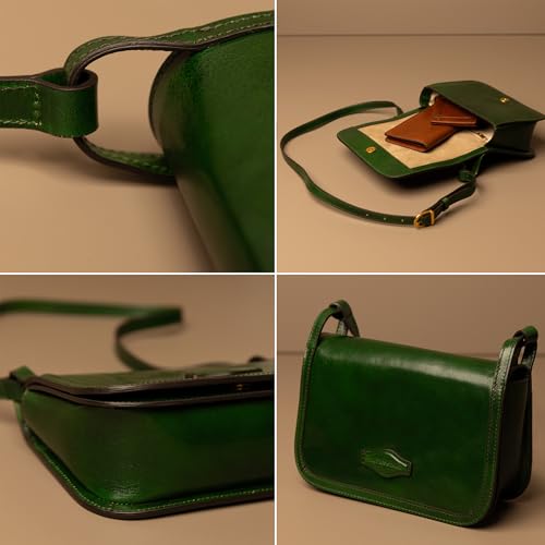 Image of Time Resistance Leather Crossbody Bag - Messenger Bag with Magnetic Closure - Leather Handbag Purse for Women