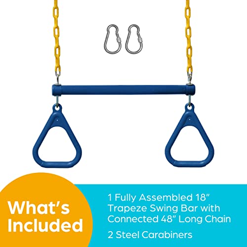 Jungle Gym Kingdom Swing Sets for Backyard, Monkey Bars & Swingset Accessories - Set Includes 18" Trapeze Swing Bar & 48" Heavy Duty Chain with Locking Carabiners - Outdoor Play Equipment (Blue) by Jungle Gym Kingdom - Image 6