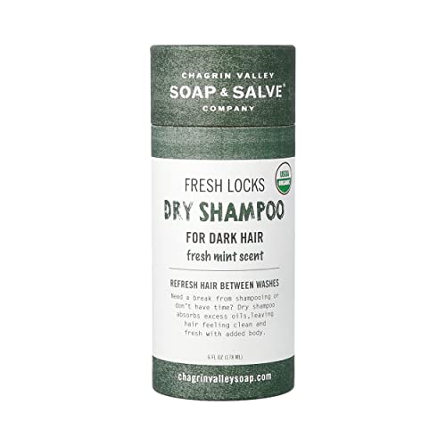 Chagrin Valley Soap & Salve Organic Natural Dry Shampoo Powder – For Dark Hair - Absorbs Oil, Adds Volume & Refreshes Hair Between Washes – Vegan – No Talc – Fresh Mint Dark Hair Dry Shampoo #TOP19