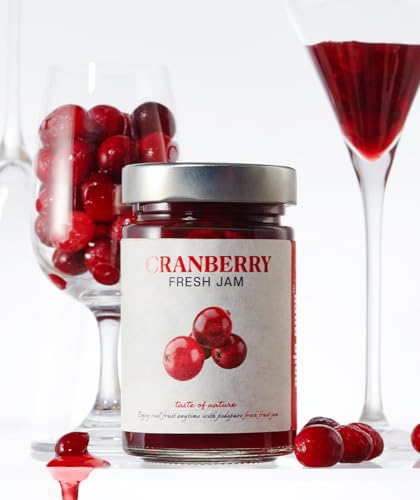 Podo Pure No Sugar Added Cranberry Preserves, Non-preservative, Non-sweeteners, Keto