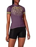 Reflektierende Details Odlo Damen Pullover Stand-Up Collar Full Zip Fujin Print, Vintage Violet/Sulphur/Poseidon, M, 411441