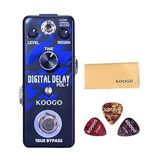 Koogo Pédale d’effet écho numérique pour guitare basse avec 3 modes inverse normale claire - Les Beatles, Paul McCartney, John Lennon, RIngo Starr, George Harrison