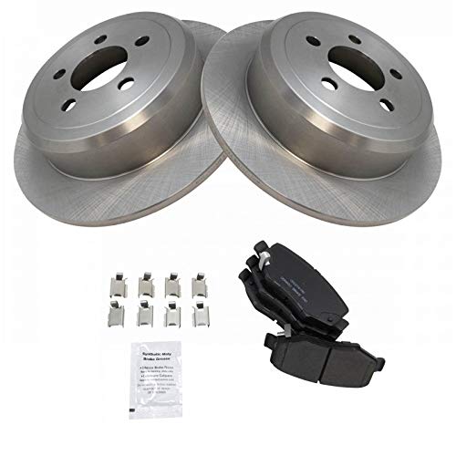 Image of TRQ Rear Brake Pad and Rotor Set Ceramic Solid Rotors