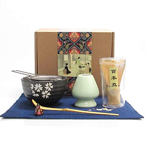 Artcome Japanese Matcha Tea Set, Matcha Whisk, Traditional Scoop, Matcha Bowl, Ceramic Whisk Holder, Handmade Matcha Ceremony Kit for Traditional Japanese Tea Ceremony (7 Pcs) by Artcome - Used condition - CA$16.19