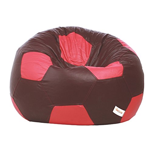 Image of Sattva Combo Football Bean Bag Cover and Round Footstool Cover (Without Beans) - Maroon Pink