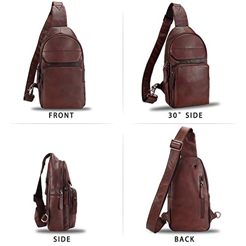 Genuine Leather Sling Bag for Man and Women Crossbody Purse Handmade Retro Shoulder Backpack Vintage Chest Bags4
