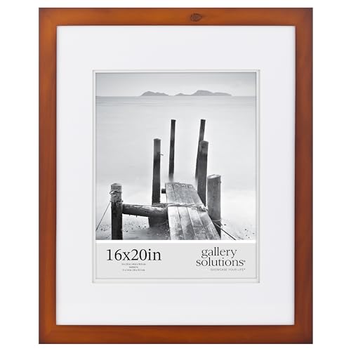 Gallery Solutions - 16"x20" Flat Walnut Frame - Rectangular Tabletop or Wall Mount - For 11"x14" Pictures - Premium Walnut Wood with Double White Mat - Versatile-Elegant For Home or Office Décor - Traditional Photo Frame by Gallery Solutions - Used condition - US$19.85