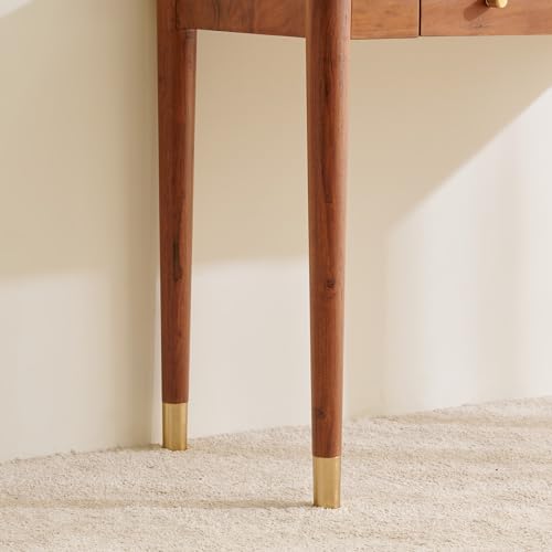 Image of Home Centre | Amanda Acacia Wood Study Desk with Drawer | Solid Wood | Brown | 1 Year Warranty