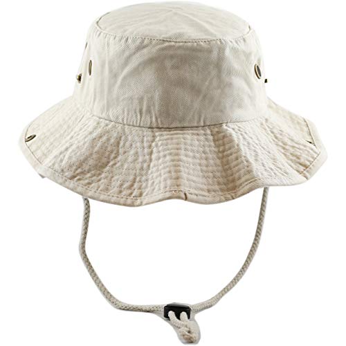 The Hat Depot 300N1510 Wide Brim Foldable Double-Sided Outdoor Boonie Bucket Hat (L/Xl, 2. Cotton - Putty) #TOP5