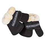 Von Hand bei 30 Grad waschbar HV Polo Hufglocken Springglocken Welmoed Glitzerpartikel weißes Kunstfell Klettverschlüsse (Extra Warmblut, Black)