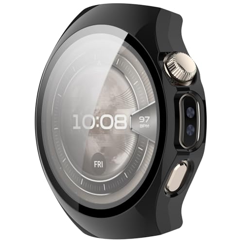 Coque Huawei Watch 5 46mm Disscool en PC et verre trempé noir