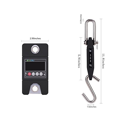 Klau Digital Fish Scale High Precision Sensor 300 kg / 600 lb Industrial Crane Scale Hanging Scales Black for Home Farm Hunting - Thumbnail 2