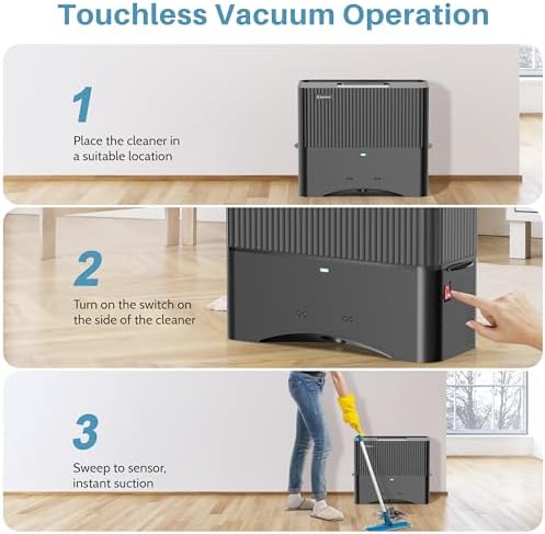 Touchless Vacuum Automatic Dustpan, 20Kpa Suction, Compact Baggless Design | Ultra Fast Hair Vacuum for Salons Pet Hair Food Dirt Home Kitchen, Corded Space-Saving Electric Canister Vacuum Cleaner — view 7