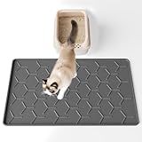 Bulkniu Silicone Cat Litter Mat with Raised Edges, Waterproof/Urineproof, Litter-Collecting Interior Ridges, Soft & Pet-Friendly (24"x16"-Dark Grey)