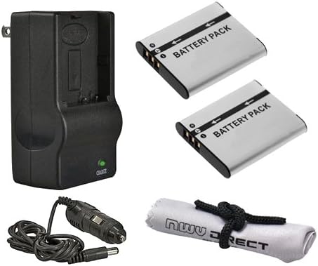 High Capacity Batteries (2 Units) + AC/DC Travel Charger Compatible with Panasonic Lumix DMC-FZ40 + Krusell Multidapt Neck Strap (Black Finish)