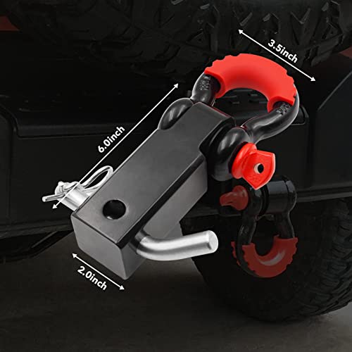 Shackle Hitch Receiver 2", 3/4" D Ring Shackle 42,000Ibs Break Strength With 5/8" Screw Pin Kit For Tow Strap Winch Off Road Vehicle Recovery #TOP2