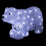 Ours et ourson lumineux extérieur H27cm 60 LED à panneau solaire