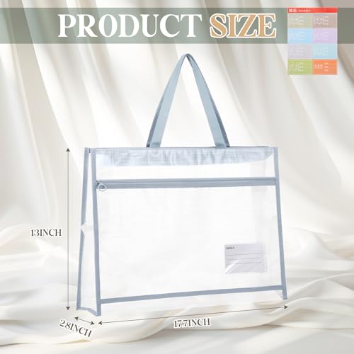 Image of Bulyoou 3 Pcs 17.7x13 Inch Project Bag for Quilting Sewing Craft Storage for Quilter A3 Clear Mesh Art Bag Artwork Storage Organize for Artwork Charts Teaching Material Multipurpose (Morandi Colors)