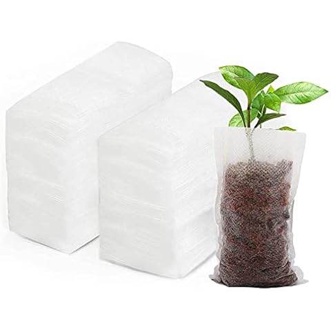 100pcs Grow Bags,Biodegradable Non-Woven Plant Nursery Bags Plant Fabric Seedling Pots Bags Plants Home Garden Supply (9.8*9.8) Cover