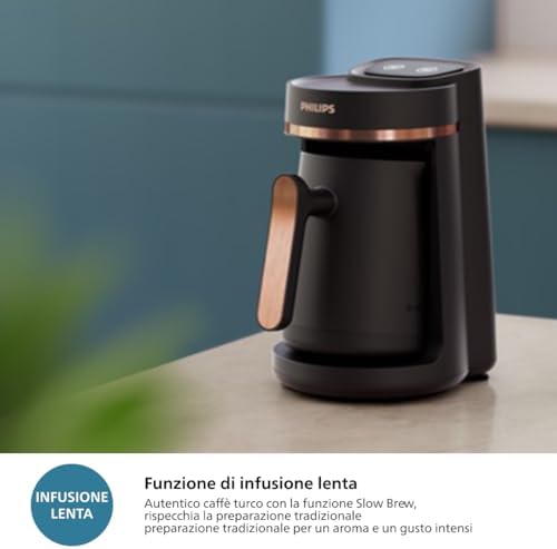 Philips 5000 Serisi Türk Kahvesi Makinesi, Közde Türk Kahvesi Pişirme Fonksiyonu, Kullanımı Kolay Dokunmatik Tuşlar Siyah & Bakır, HDA150/60 - Görsel 2
