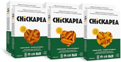 Chickapea Organic Chickpea Pasta - Spirals, Penne, Shells Variety Pack - 227g (Pack of 6)