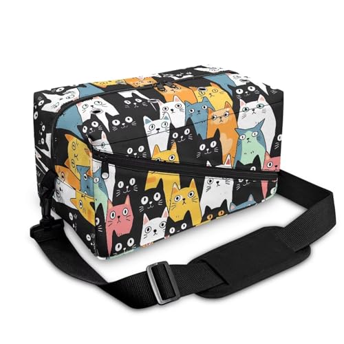 Image of Drnuikhe Cartoon Cat Large Knitting Bags and Totes Organizer, Lightweight Yarn Bag Knitting & Crochet Supplies Crochet Gift for Mother Wife