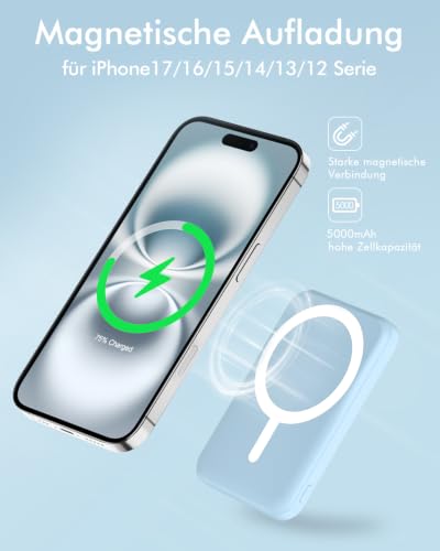 Podoru Powerbank für Magnetische, 5000mAh Wireless Power Bank für iPhone – Ansicht 3