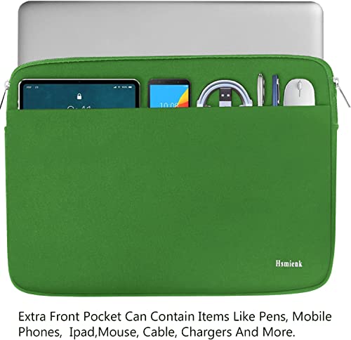 Image of Laptop Sleeve 17 Inch, Shockproof Protective Notebook Case with Accessory Pocket, Briefcase Carrying Bag Compatible with 17-17.3 Inch Laptop, Computer, Notebook, Green