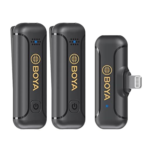 BOYA Microfone de lapela sem fio para iPhone 2,4 GHz, microfone de lapela sem fio com cancelamento de ruído Plug & Play para transmissão ao vivo/vlogging/YouTube (BY-WM3T2-D2)