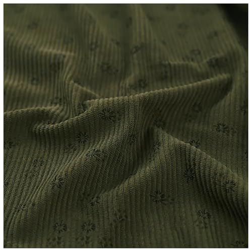 Tissu velours côtelé floral green au mètre 1.5x2m pour couture
