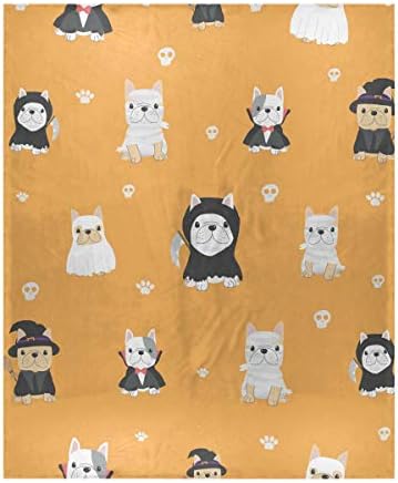 Emelivor Cozy Throw Blankets for Couch - Cute Bulldog Puppy Super Soft Warm Blanket for Bed Sofa Used Lightweight Throws Size 50 x 60 in