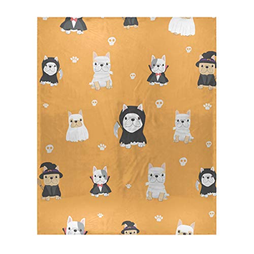 Emelivor Cozy Throw Blankets For Couch - Cute Bulldog Puppy Super Soft Warm Blanket For Bed Sofa Used Lightweight Throws Size 50 X 60 In #TOP2