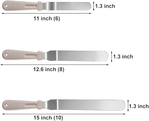 Miniatura 2 de Juego de espátulas de glaseado en ángulo y 7 paquetes de raspadores de tartas más suaves con espátulas de acero inoxidable de 6 pulgadas, 8