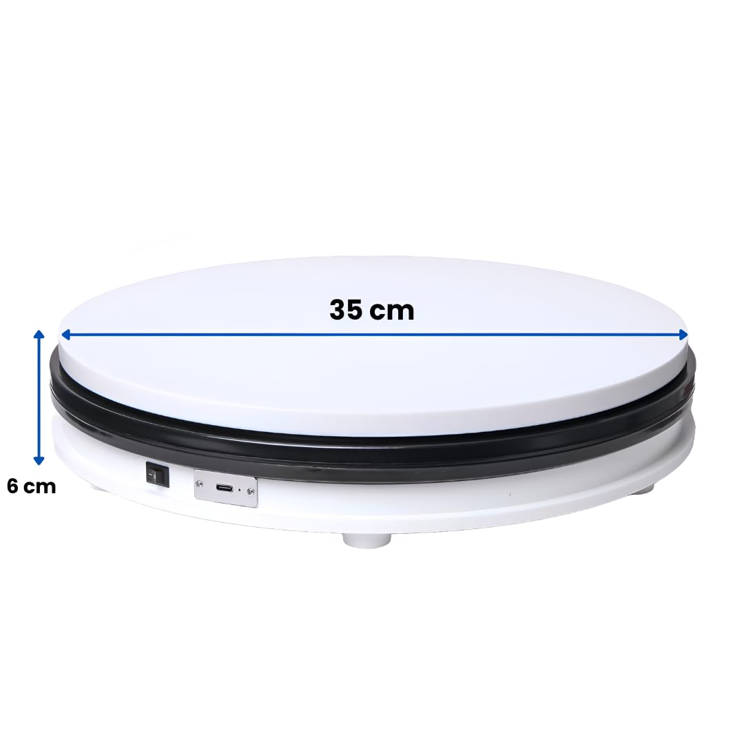 Powerpak NA-350 35cm 3 Step Speed Electric Motorized Turntable Mini Rotating Mirror Display Stand for Jewelry | Payload 40kg, Type-C 1