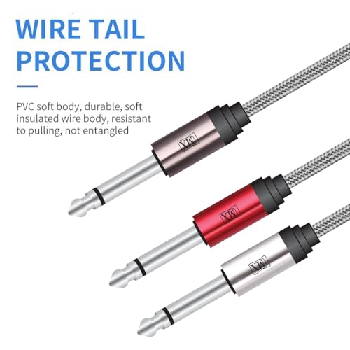 Image of MX 6.35mm (1 /4 Inch) Male to Dual 6.35mm Male Audio Splitter Cable 0.5m | 1 /4 inch Instrument Y Cable for Guitar, Amplifier, Mixer, Speaker, Keyboard & Audio Equipment