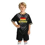 24/25/26 Germany Flag Soccer Jersey Kit for Kids Youth Boys Girls Practice Outfits Fans Gift Sports Uniforms SShirt and Shorts Sets 3-4Y