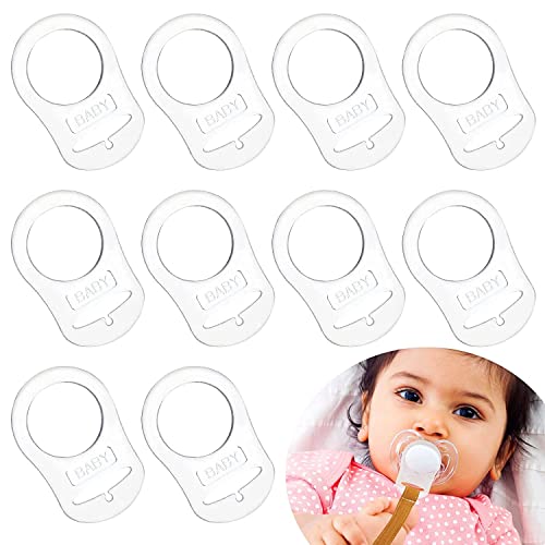 Pulsante Di Silicone Anello, Anello Ciuccio Silicone, Adattatore Ciuccio, Porta Ciuccio Anello, 10 Pezzi Bambini Anello Adattatore per Ciuccio Trasparente, Chiusura a Bottone in Silicone Trasparente