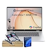 HP OmniBook(Envy Next Brand) 7 2-in-1 Laptop for Professionals, 16' FHD+ Touchscreen, Ultra 7 258V for Multitasking, 32GB Onboard RAM, 1TB SSD, Backlit, Wi-Fi 7, W11P, Bundle with PCO Laptop Cooler