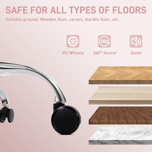 Sedia da Ufficio Ergonomica, Poltrona Direzionale con Poggiapiedi e Seduta Ampia, in Pelle PU, Reclinabile 135° con Poggiatesta, Braccioli e Altezza Regolabile, Rotelle Girevole, 150 kg, Rosa - Sedia gaming - Immagine 8