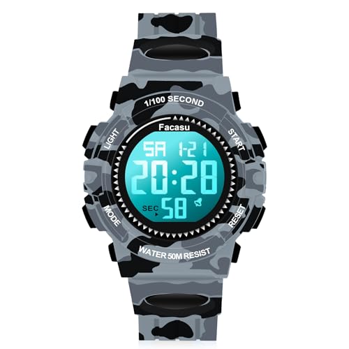 Image of Kids Watch Digital for Boys-Waterproof Kids Sports Watch with Light, Alarm&Snooze,Stopwatch Military Design Silicone Band Gift for Birthdays,Christmas Outdoor Activities(8+ Years)