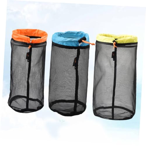 Lot de 3 sacs en maille à cordon pour rangement de couettes et linge de camping