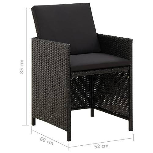 Chaises de jardin en polyrotin noir résistantes intempéries lot de 2 - 3