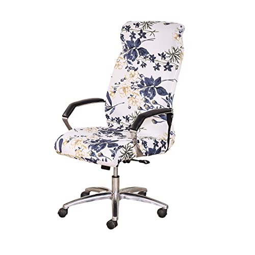 Ancheng Stretch Office Chair Cover with Zipper Printed Computer for Armrest Universal Removable Spandex Rotating Boss Slipcovers Soft Desk Seat Protector Dogs, Cats (L, 44)