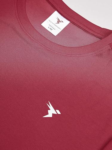 Image of TECHNOSPORT Men's Slim Fit Polyester Activewear Sports T-Shirt with Moisture-Wicking Comfort for Workout, Running & Gym