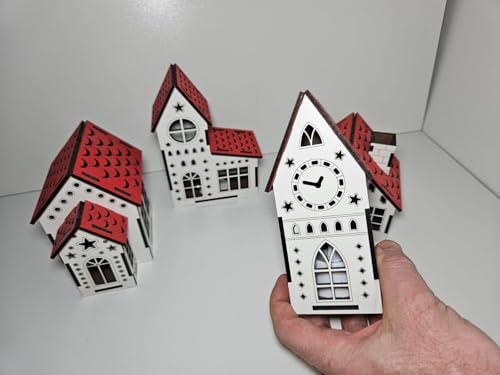 Conjunto de 4 Casinhas de Natal Decorativas com Velas LED – Iluminação Natalina para Mesa, Prateleir